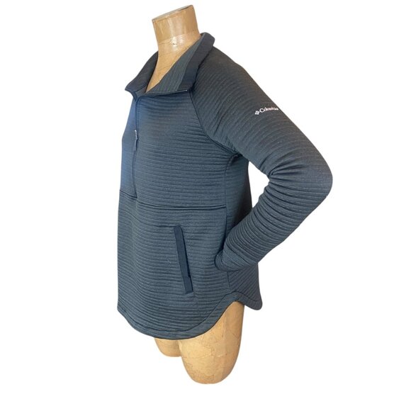 Columbia Women's Half Zip Longline Ribbed Sweatshirt L Gray #289M - Picture 3 of 11